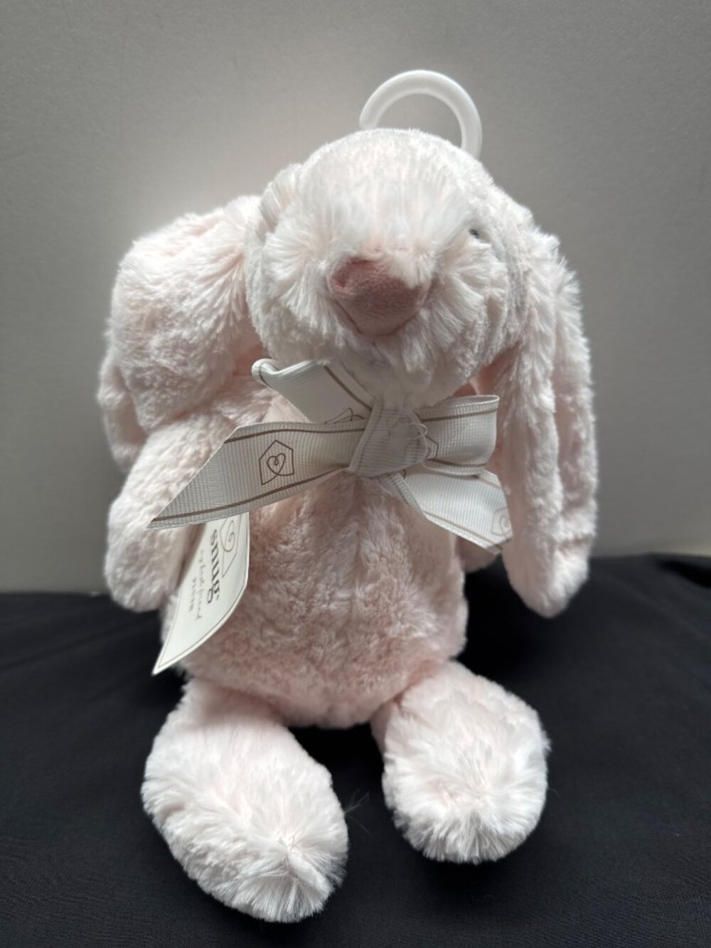 Snug Pink Bashful Bunny Plush Toy 100% Polyester Soft Stuffed Animal Bow Lovie F